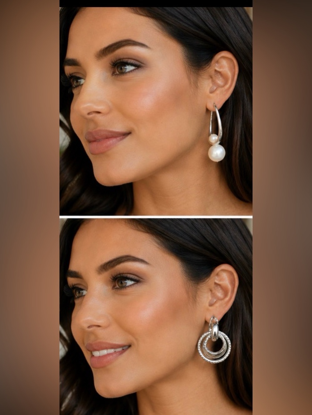 Ellas Silver and silver Pearl Drop Earrings - Women Jewelry 2 pair
